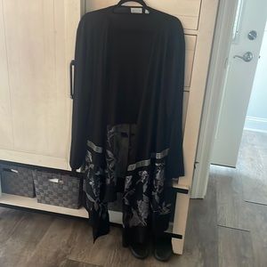 Black Duster Jacket Sheer Floral Bottom